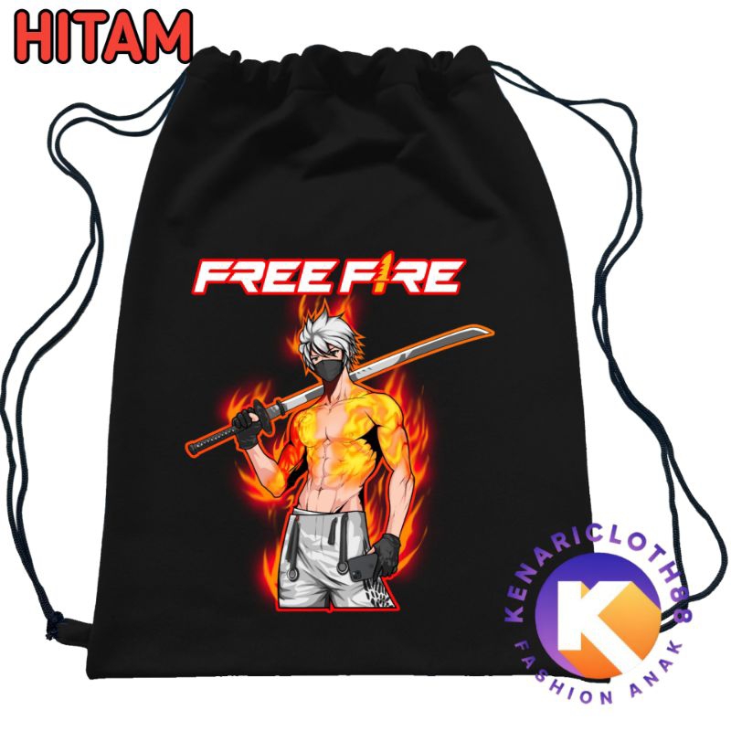 Tas serut anak motif ff freefiree pedang katana merah/string bag anak free firee Pedang Katana Merah