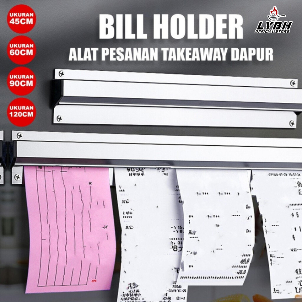 

“COD”Bill Holder01/ Penjepit Resi Makanan/Klip Uang/Klip Kwitansi/Klip Menu Baja Tahan Karat/Klip Tagihan/Klip Kwitansi/Klip Pesanan Baja Tahan Karat 45x6cm/60*6cm/90*6cm/Klip Kertas Bon Tag Uang Kertas Grabber Klip Uang Aluminium bill holder/live