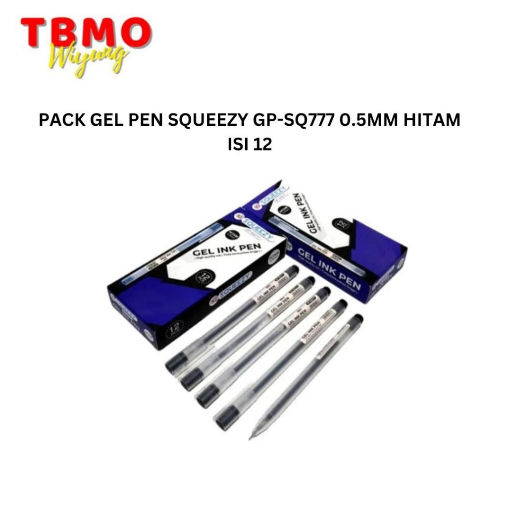 

TBMO PACK GEL PEN SQUEEZY GP-SQ777 0.5MM HITAM ISI 12