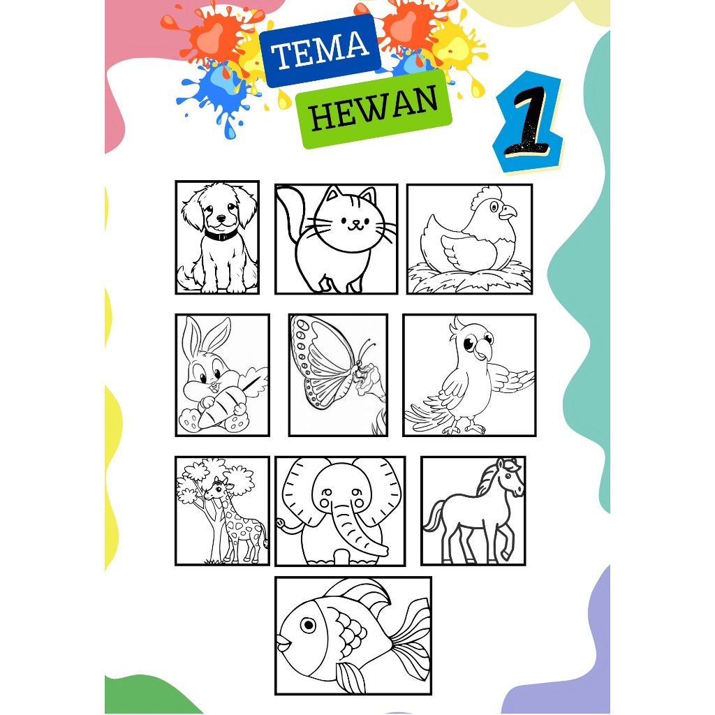 

Lembar Kertas Mewarnai Anak Seri Hewan 1 (Isi 10/ukuran kertas A4)
