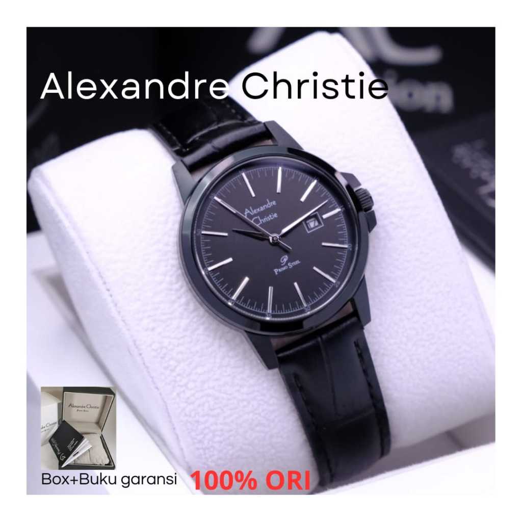 Alexandre Christie ORIGINAL jam tangan wanita kulit AC 1008 hitam Alexander Cristie 100% ori terbaru