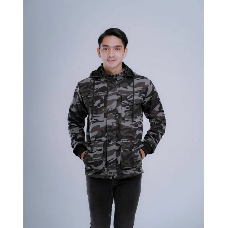 Vwd-Jaket Parka Kanvas Loreng Pria/Jaket Parka Tebal Pria/Jacket Loreng Parka Canvas Pria/Jaket Park