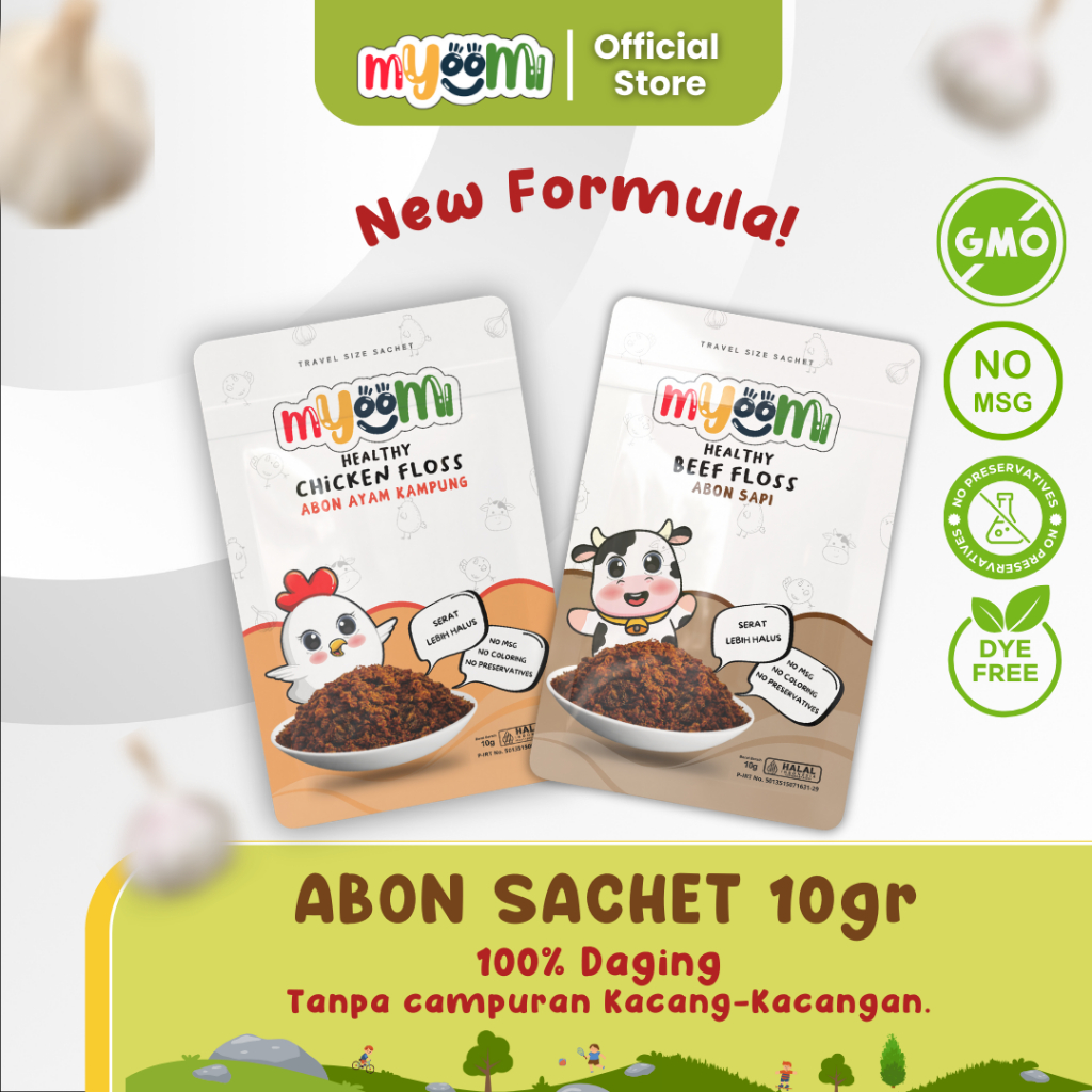 

Myoomi Abon Sachet Mpasi Non MSG 10gr | Abon Mpasi Bayi Halal | Abon Sapi Ayam Lembut