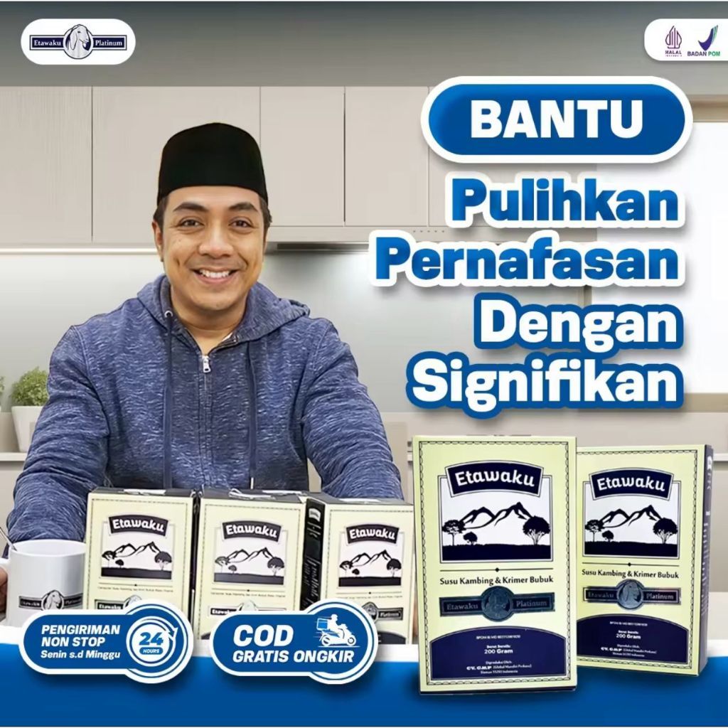 

Etawaku Platinum 3x Atasi Masalah Pernafasan - Susu Kambing Bubuk Provit Etawa Tingkatkan Daya Tahan & Imunitas Tubuh Jaga Kesehatan & Kepadatan Tulang Isi 200gr