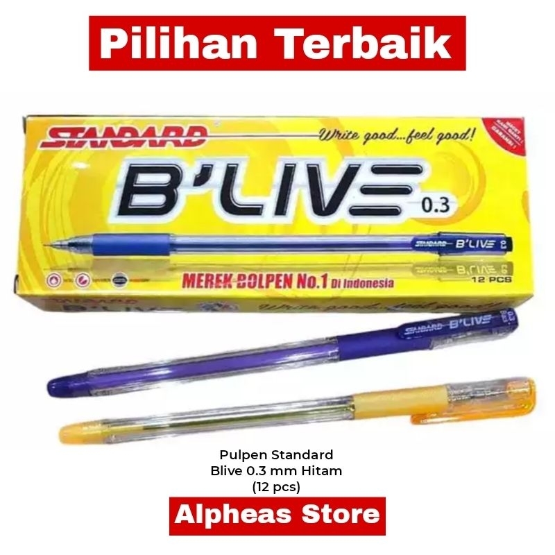 

Pulpen Standard Blive 0.3 mm Hitam (12 pcs)