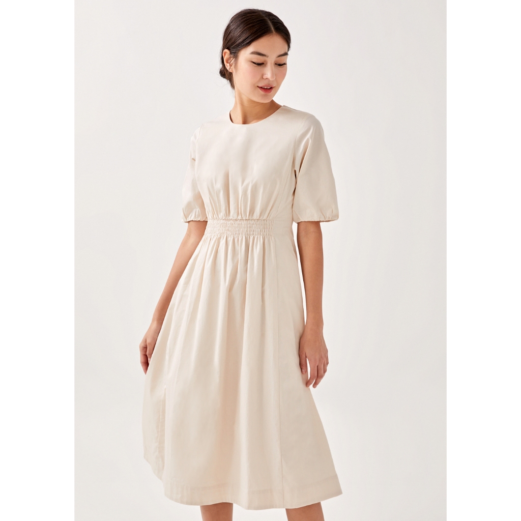 Fiorela puff sleeve midi dress