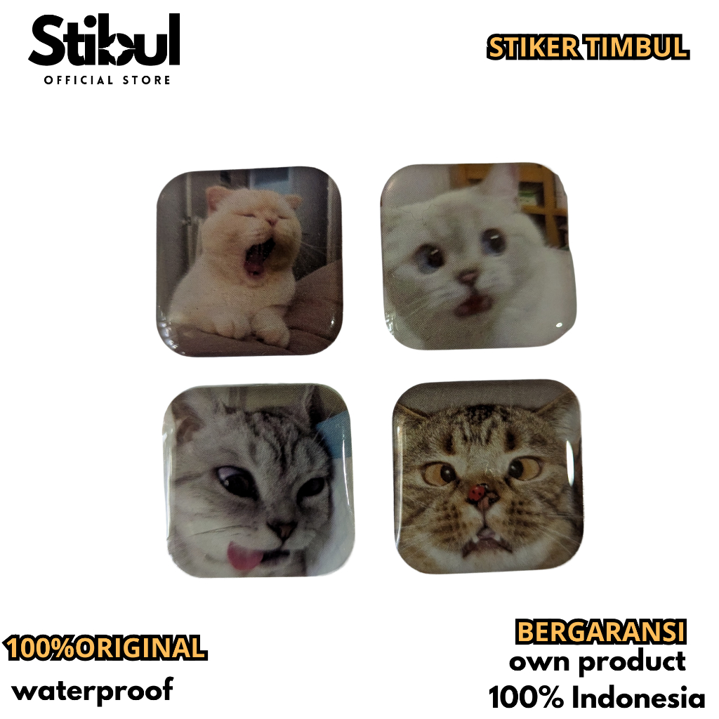 

Stiker Timbul Resin Aesthetic waterproof kucing untuk case hp laptop dinding buku kaca dll