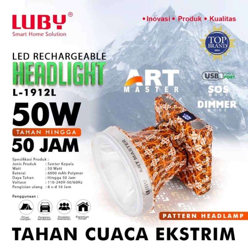 Senter Kepala Luby 50 Watt L 1912 ART Master Senter Kepala Motif Headlamp Luby Headlight