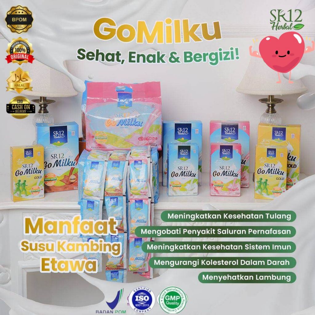 

GOMILKU SR12 SUSU KAMBING ETAWA KEMASAN SACHET KESEHATAN ANAK DAN DEWASA ISI 40 SACHET