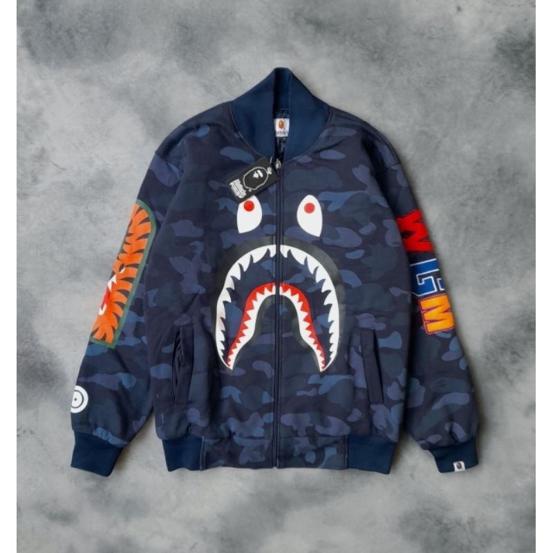 JAKET BOMBER VARSITY BAPE CAMO NAVY