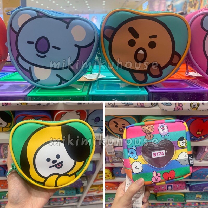 SALE MINISO BT21 DOMPET POUCH SERBAGUNA CANVAS TEMPAT KOIN WALLET BT21 x MINISO HEART SHAPE COIN PUR