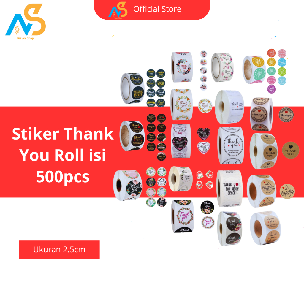 

Stiker Thank You 1Roll isi 500 pcs / Roll - Stiker Label Kemasan Roll isi 500 pcs MURAH [Banyak Variasi] COD