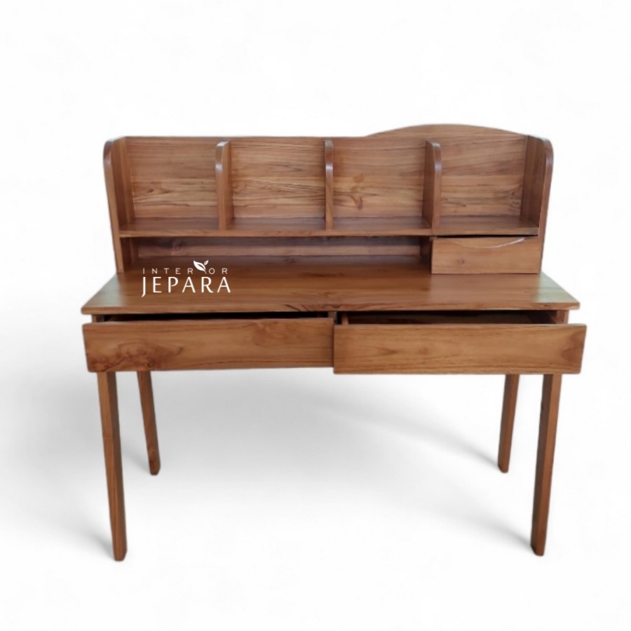 Meja Belajar + 1 Kursi Minimalis - Meja Kerja Kayu Jati