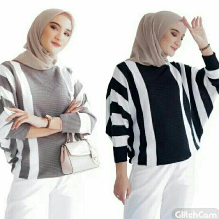 KODE F39V BATWING BIG STRIPE ZEBRA  LASPERAL BATWING POLET  BATWING BLOUSE ZEBRA  BATWING 2 WARNA  B