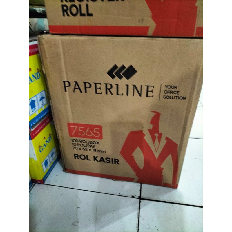 

Paperline Kertas Kasir / Struk / Paper Roll TS 75 x 65 x 18mm/1 ply - Karton isi 10 pack.
