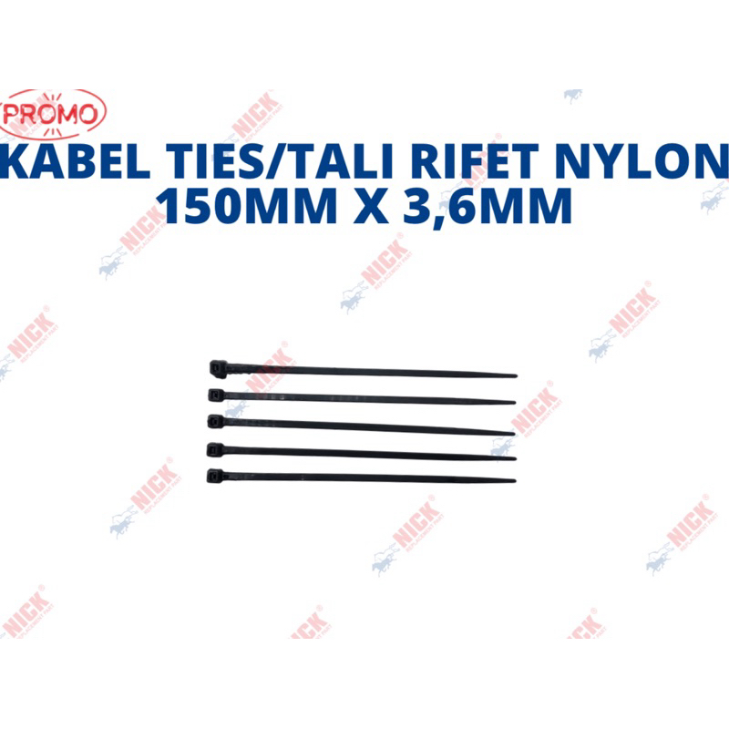 

KABEL TIES/TALI RIFET NYLON 150MM X 3,6MM / BUNGKUS 1 BUNGKUS ISI 100PCS