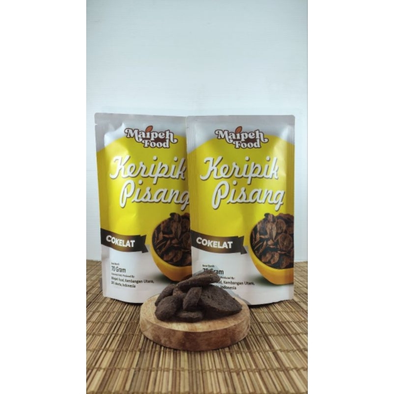 

Keripik Pisang Rasa Coklat kripik pisang coklat 70gr maipeh food