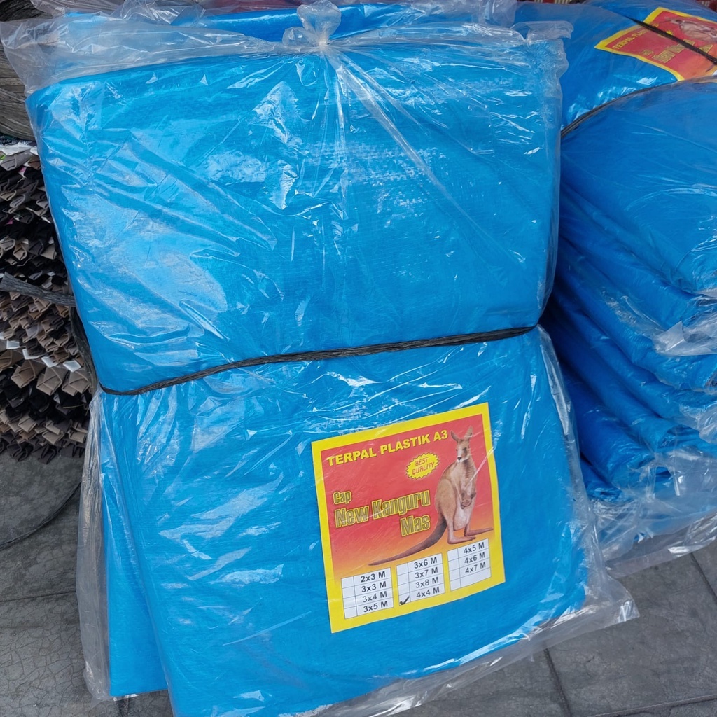TERPAL TENDA BIRU JADI Tebal A3 merek Kanguru Mas UKURAN 2x2 3x4 3x5 4x5 4x6 5x6 6x8