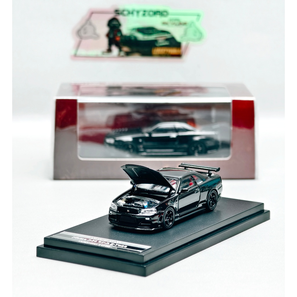 Motorhelix Nissan Skyline GT-R R34 Nismo Z-Tune Open Hood Limited Edition Black Pearl Official Licen