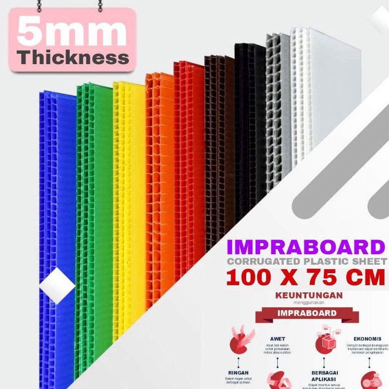 

KODE O25B Infraboard Impraboard 5mm 1x75 cm 1 x 75 cm 75x1 cm PP Board Art Board Imfraboard Karton Plastik Bahan Penutup Kolong Dapur