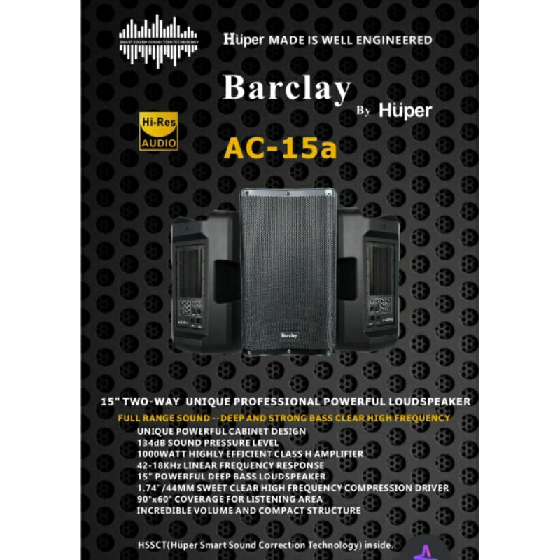 Barclay Ac15a Speaker aktip powered 15inch Baclay Ac15 By Huper
