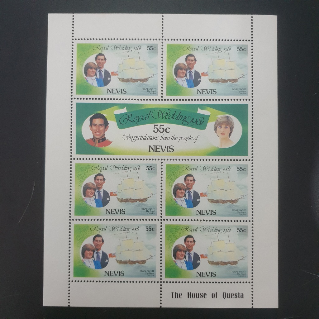 

Perangko Mini Sheet Lady Diana Royal Wedding Congratulations From The People Of Nevis 1981 Hijau