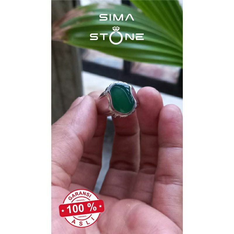 Cincin Batu Akik Trompah Yaman Ahdhor Ring Titanium Silver
