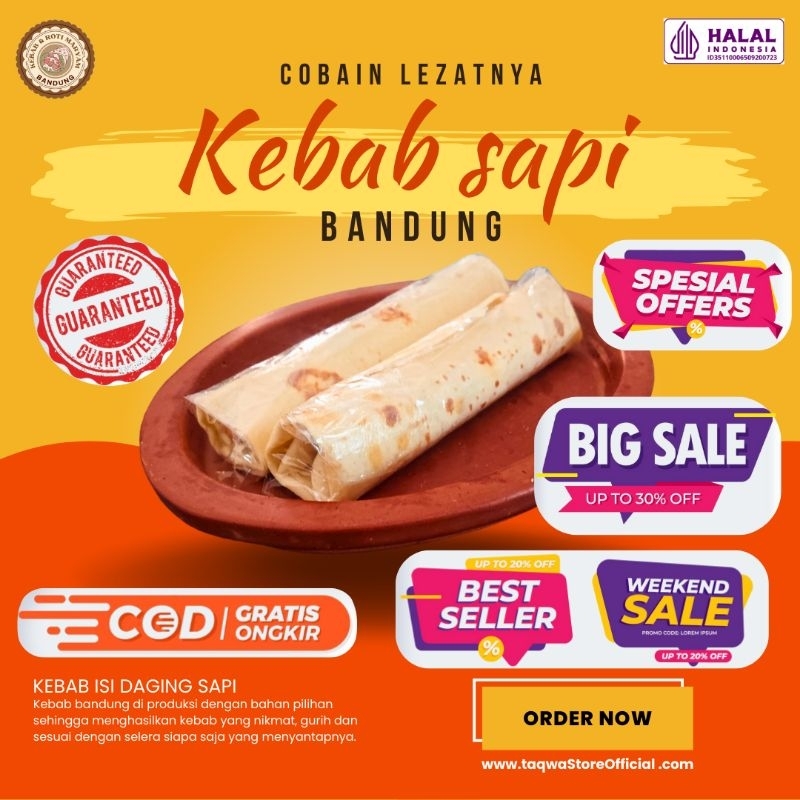 

kebab bandung full daging sapi ukuran besar isi 5 pcs