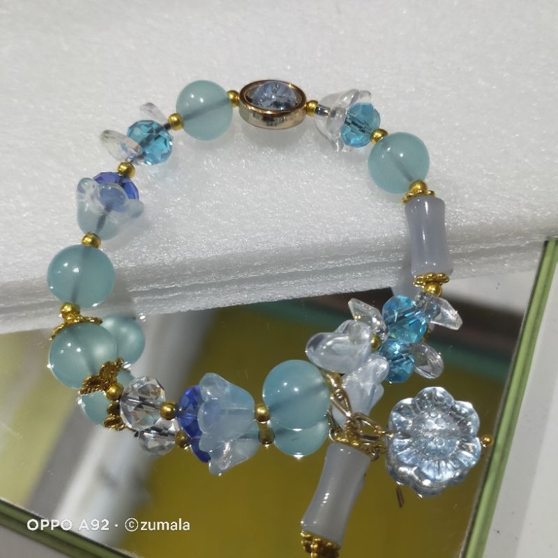 gelang manik manik kristal batu alloy premium