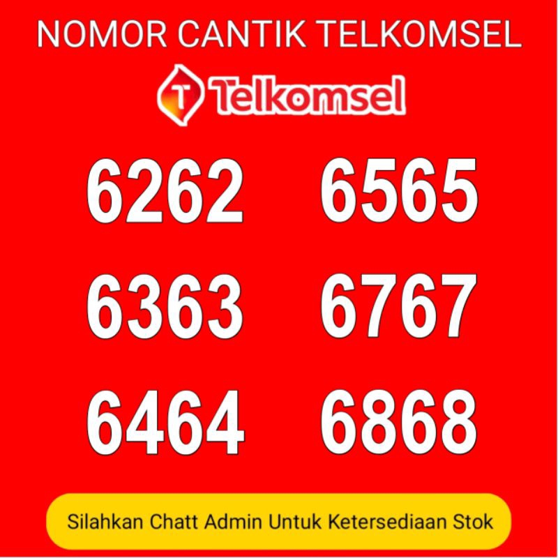 NOMOR CANTIK TELKOMSEL SIMPATI BELAKANG ABAB 6262 6363 6464 6565 6767 6868