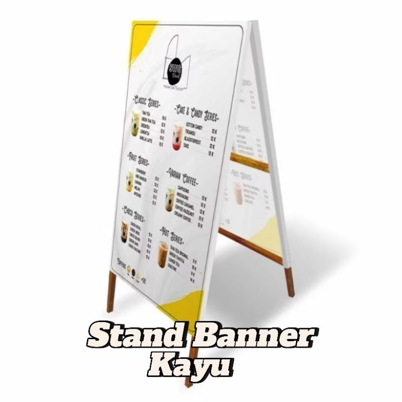 Stand Banner - Standing Banner Lipat 2 sisi / Rangka Spanduk / Standing banner kayu / Standing banne