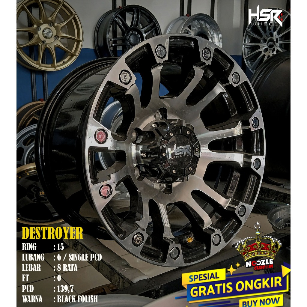 Velg Mobil Phanter Hilux Strada Ring 15 Lubang 6 Pelek offroad R15 Baut 6 Lebar 8