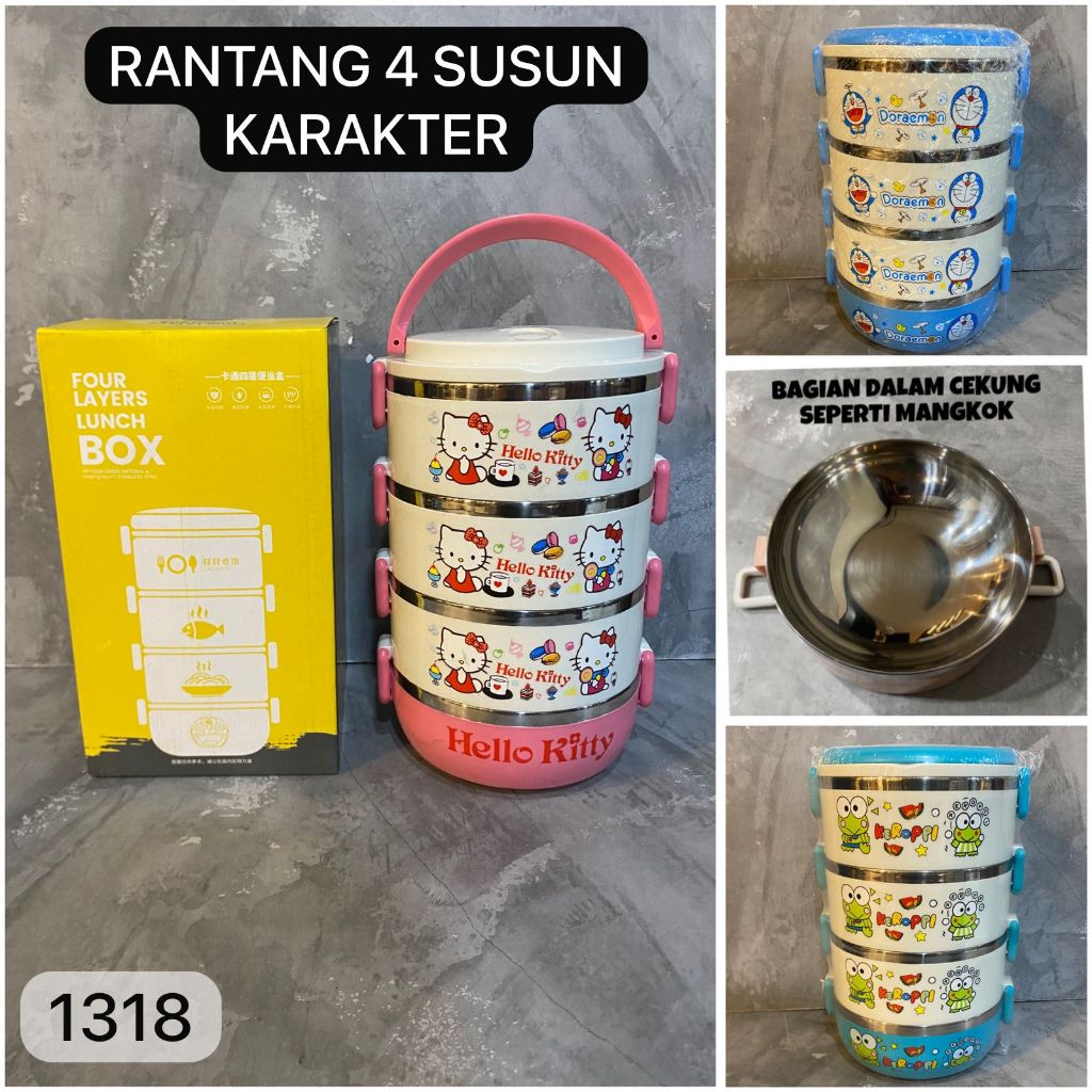 RANTANG STAINLESS STEEL/RANTANG susun/rantang karakter sanrio TAHAN PANAS