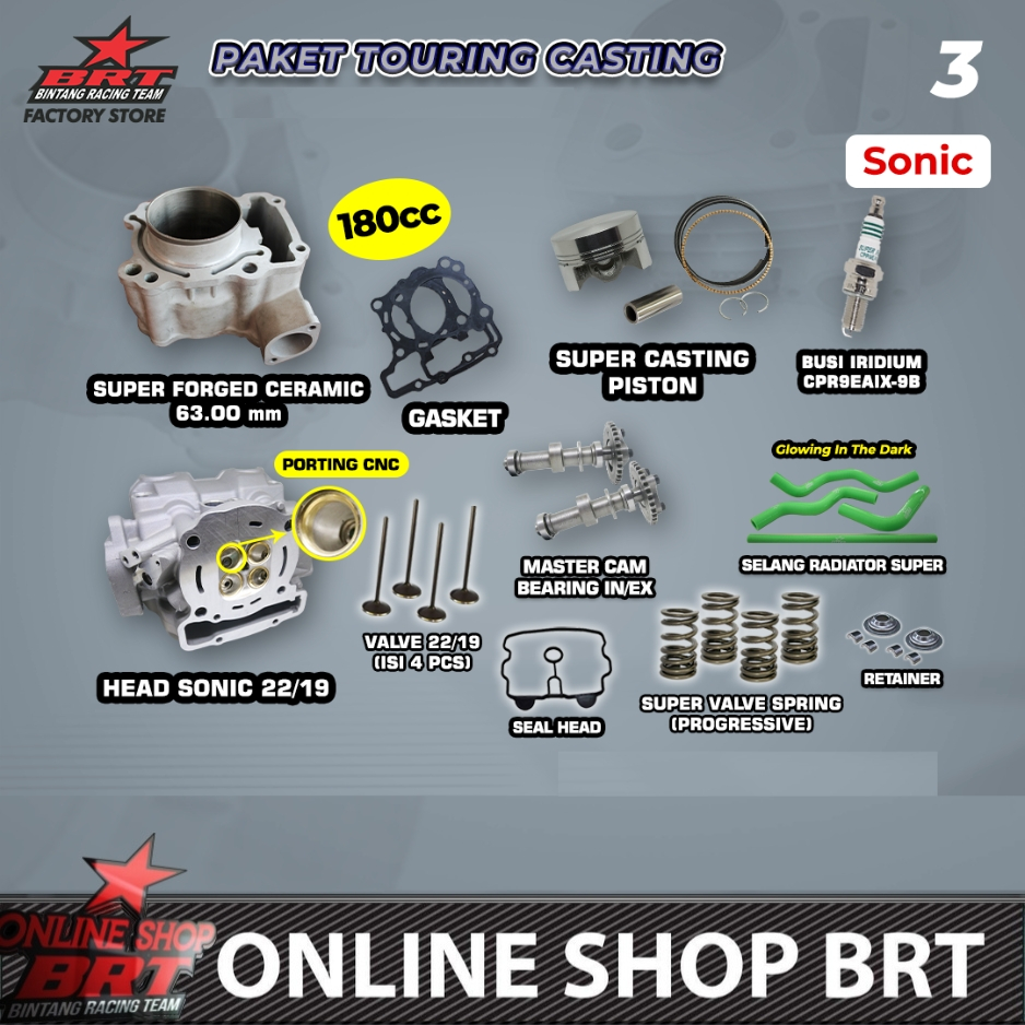 PAKET BORE UP TOURING CASTING 3 & 5 BRT SONIC NEW CBR 150 CB 150R SUPRA GTR 150