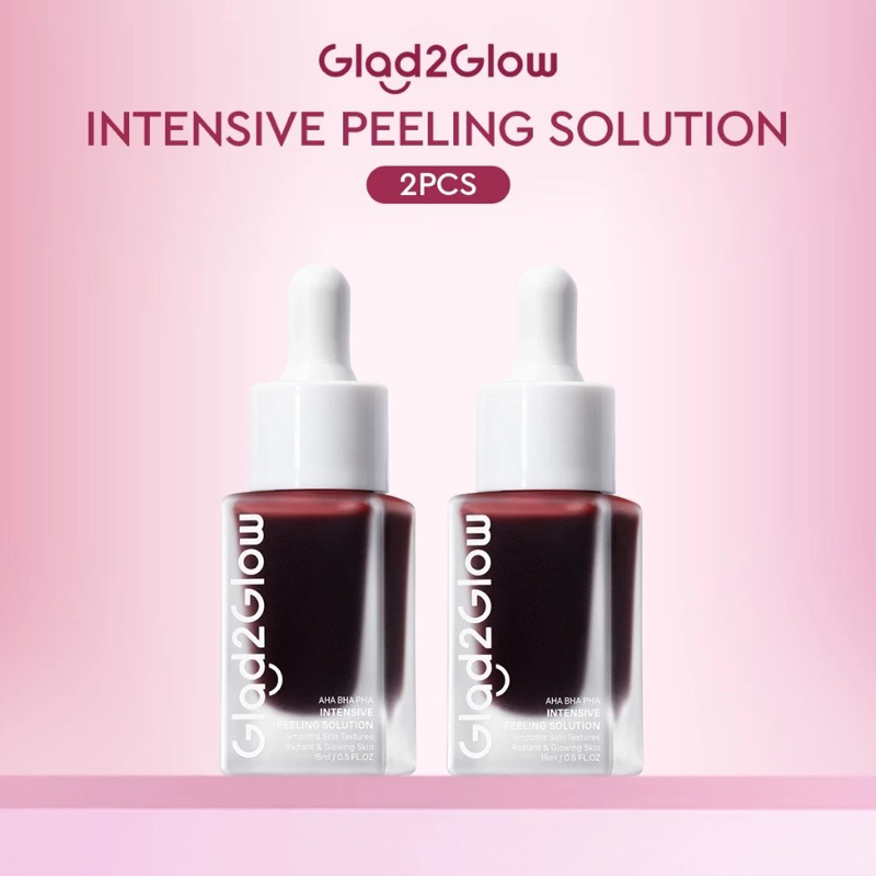 (2 pcs ORI) Glad2Glow AHA BHA PHA Intensive Peeling Solution 15ml Serum G2G Exfoliasi Wajah merah Ex