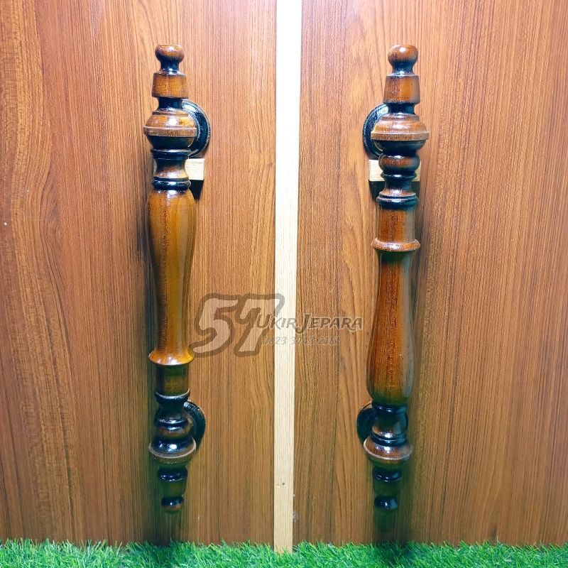 Handle Handel Tarikan/ Pegangan Pintu Rumah Besar Motif Bundar Panjang Kayu Jati Murah (M 23)