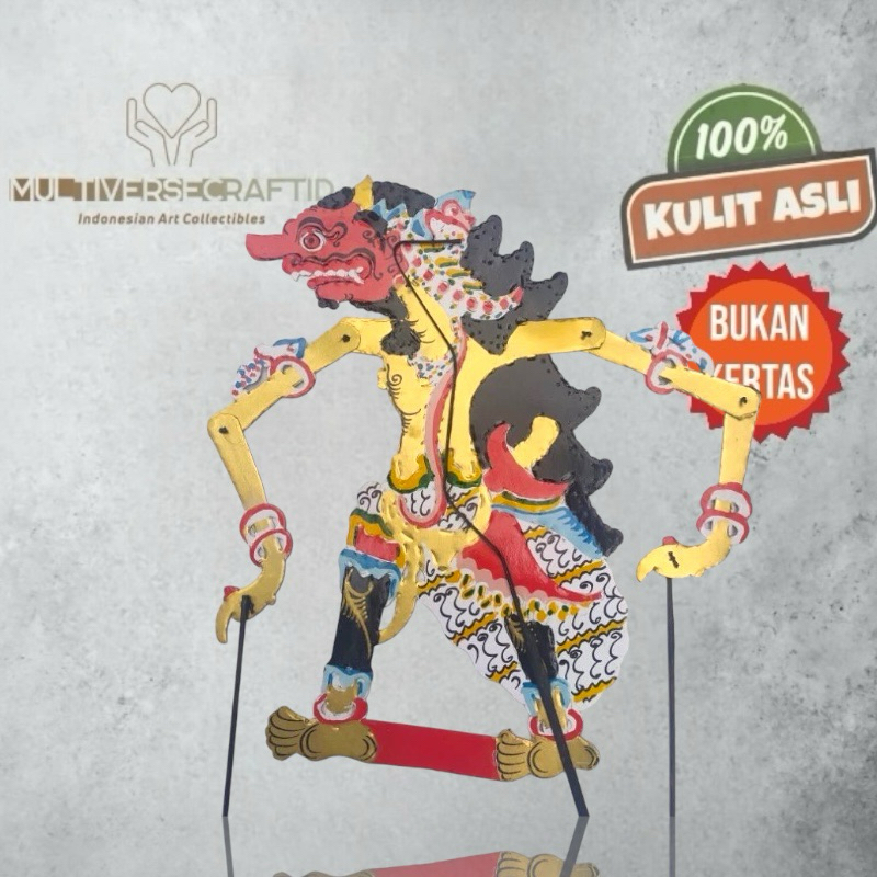 MULTIVERSECRAFTID Miniatur Wayang Kulit Mainan Khas Jogja RAJAMALA kerajinan tangan Kulit Asli