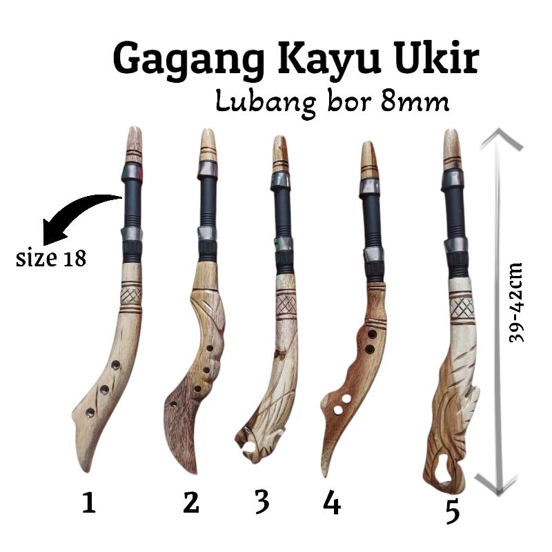 RB Gagang joran kayu + reel seat DPS 18 / pahul kayu ukir