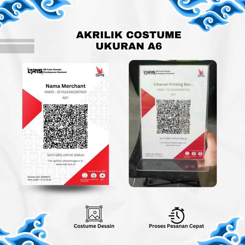 

Akrilik Qris Ukuran A6 Costume Desain