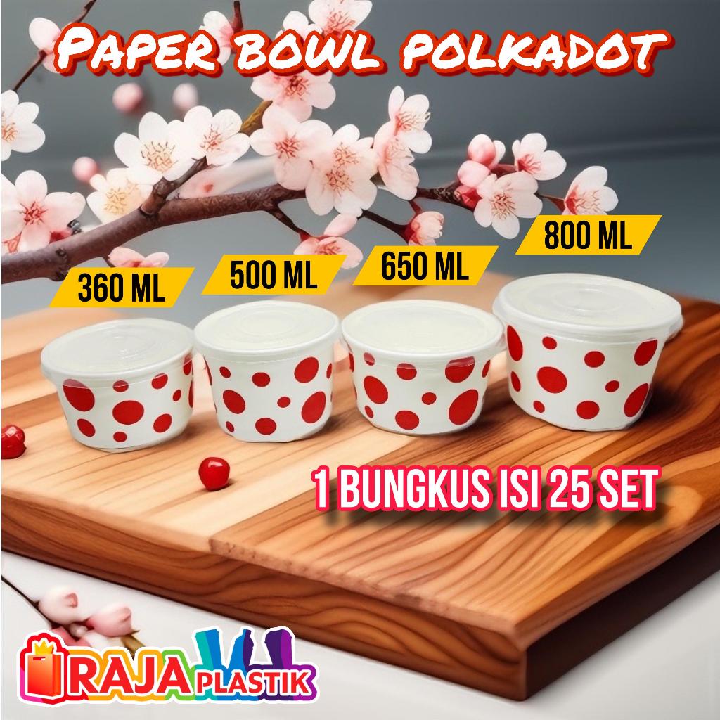 Paper Bowl Motif Polkadot (wadah+tutup)