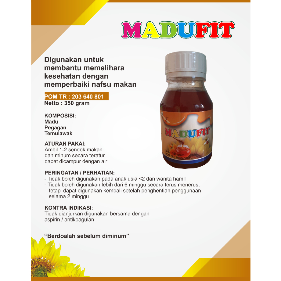 

Madu Fit Herbal Insani Membantu memelihara kesehatan dan memperbaiki nafsu makan