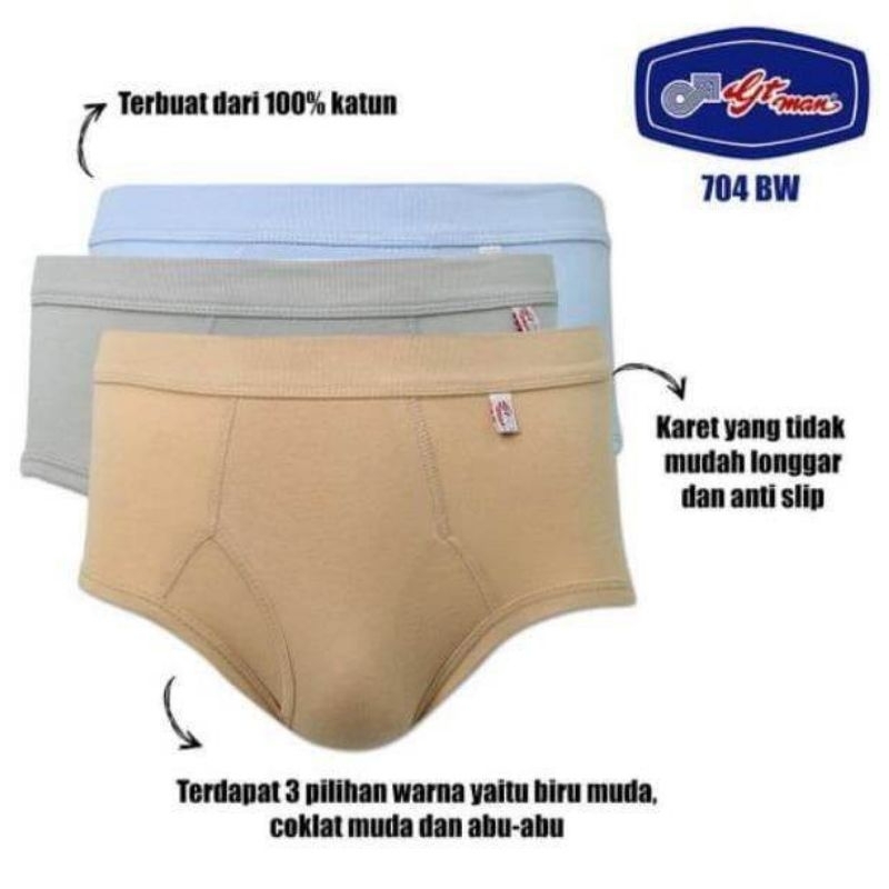 GT MAN 704 BW Celana Dalam Pria Dewasa Gt Man CD GT Man Pria Dewasa (isi 6pcs)