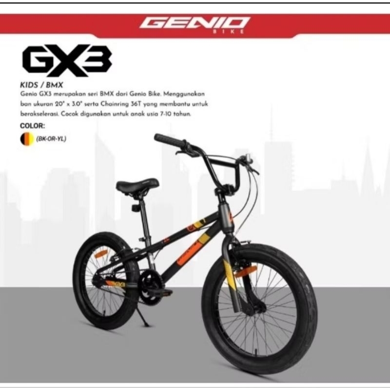 sepeda bmx 20 inch genio gx3  gx4 sepeda bmx anak laki laki 7-12tahun