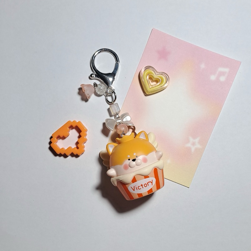 shiba inu popcorn beaded keychain