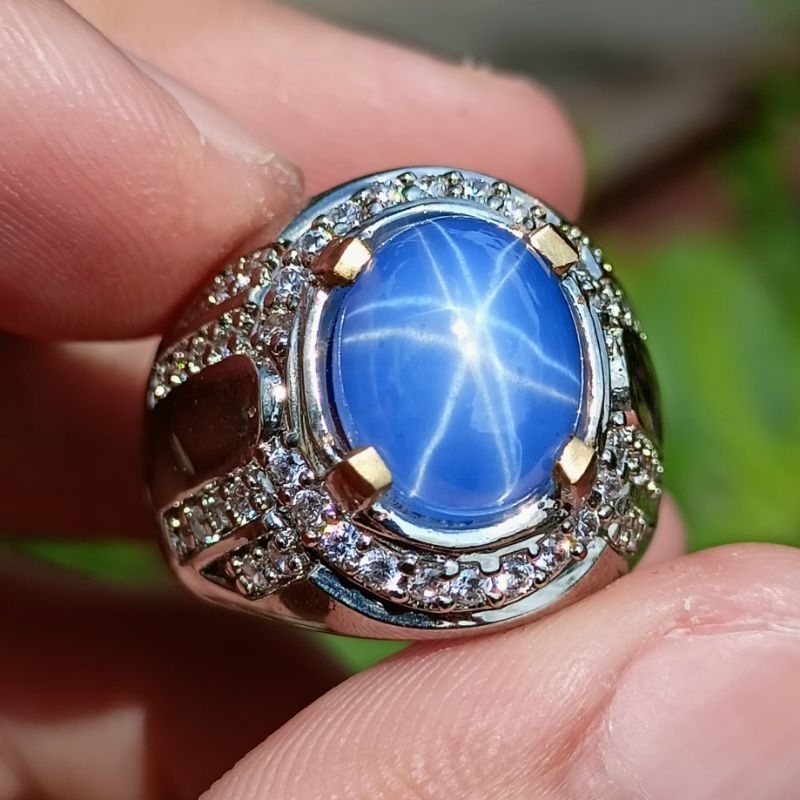 Cincin Pria Royal Blue Star Sapphire Top Quality