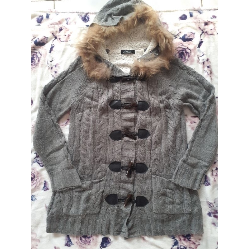 Cardigan coat kimtan sherpa hoodie bulu