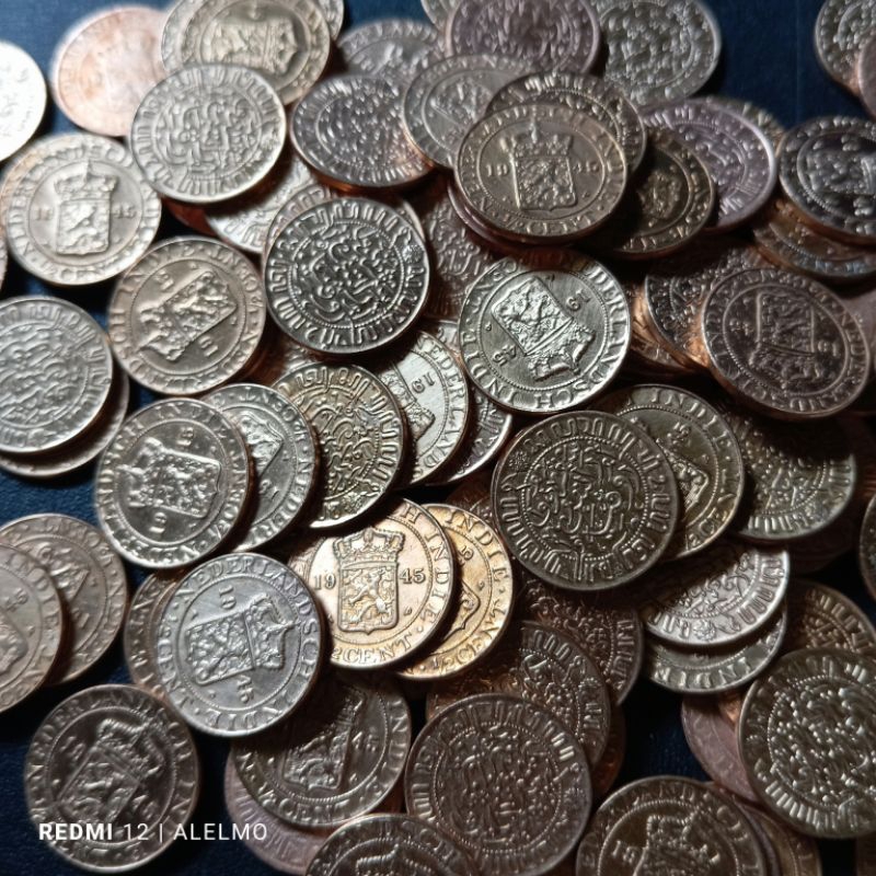 uang koin kuno ½ cent benggol bagus detail utuh asli
