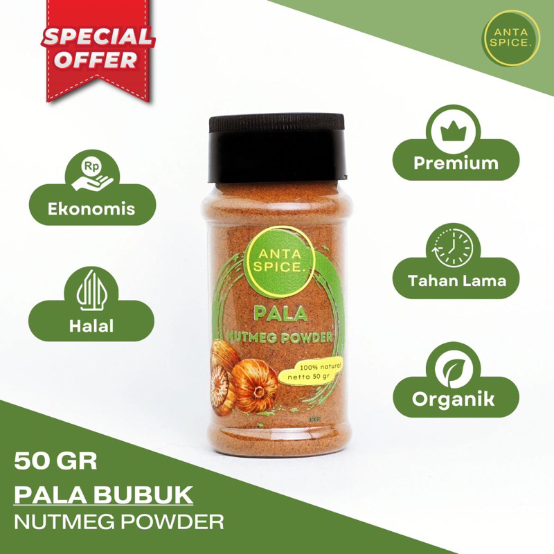 

Biji Pala Bubuk / Nutmeg Powder / Bumbu Dapur Asli 50 Gr