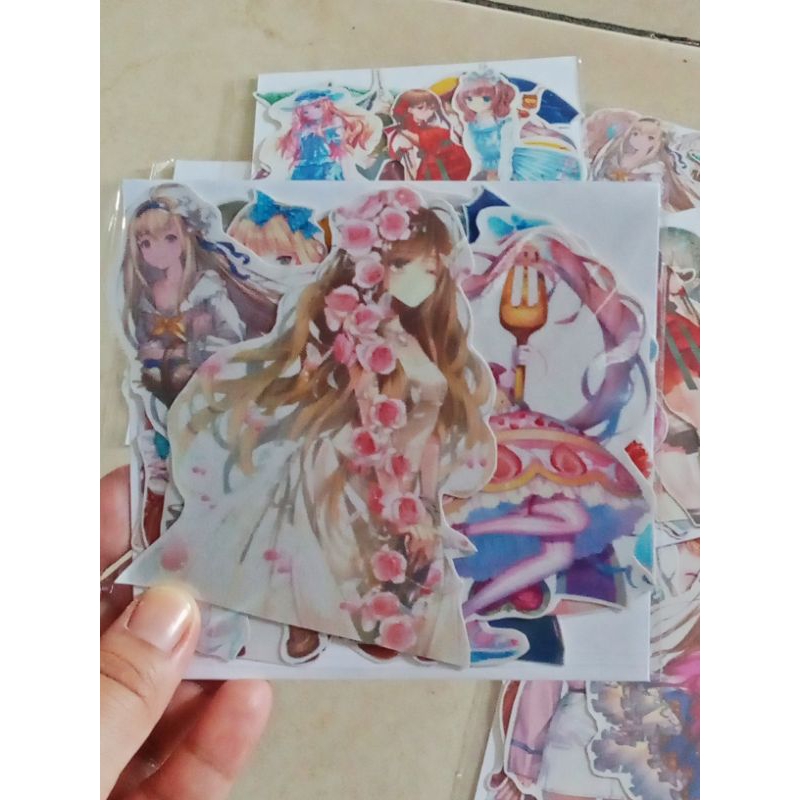 

10 pcs stiker gadis anime cantik. stiker glossy. stiker deco journal