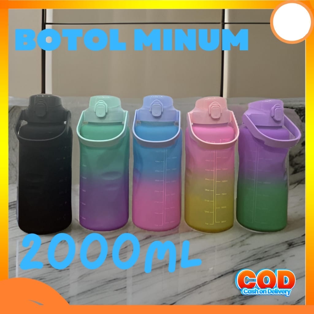 Botol Minum Viral Botol Minum Termos Motivasi 2 Liter Unik Besar Free Stiker Ezzymart